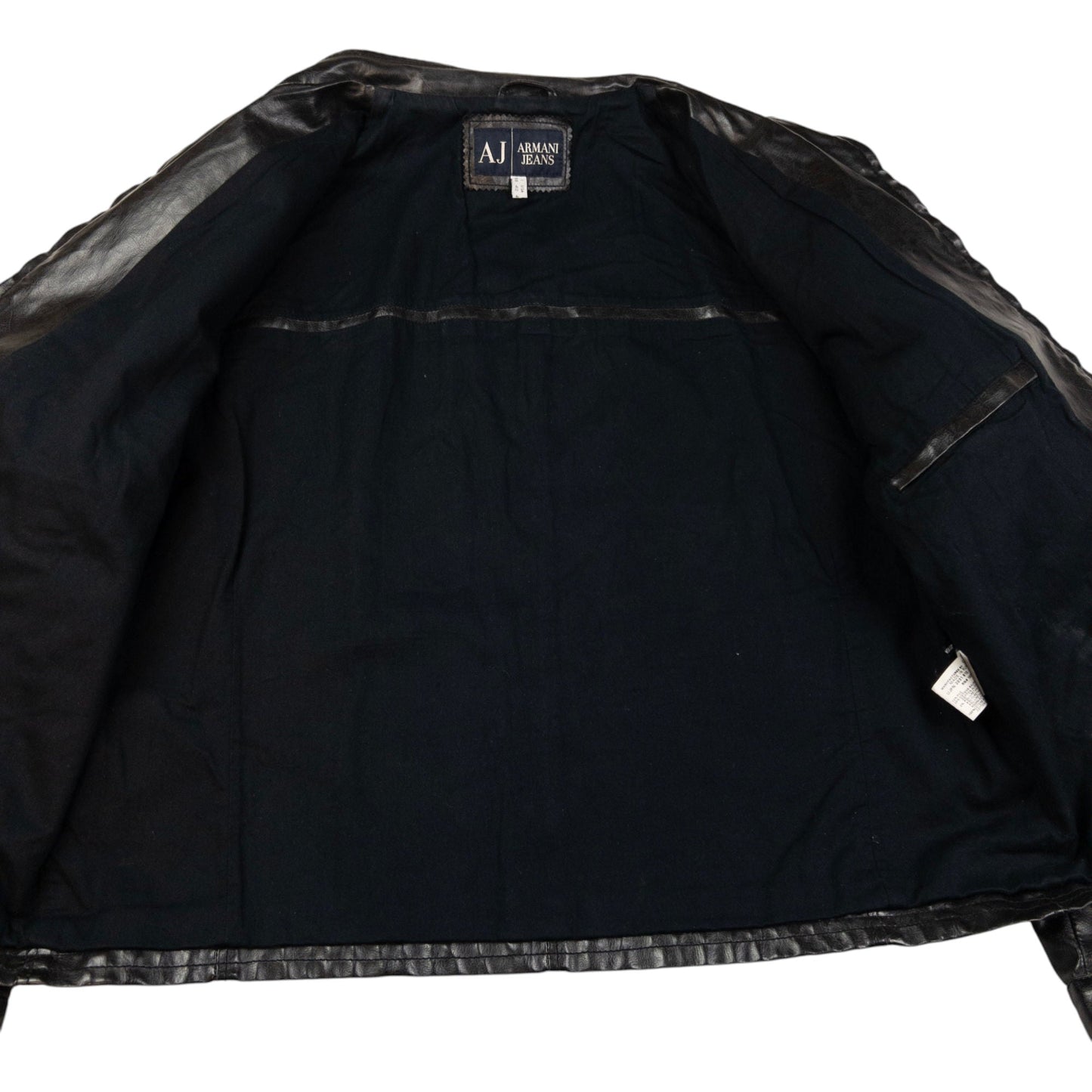 Vintage Armani Jeans Leather Biker Jacket Size L