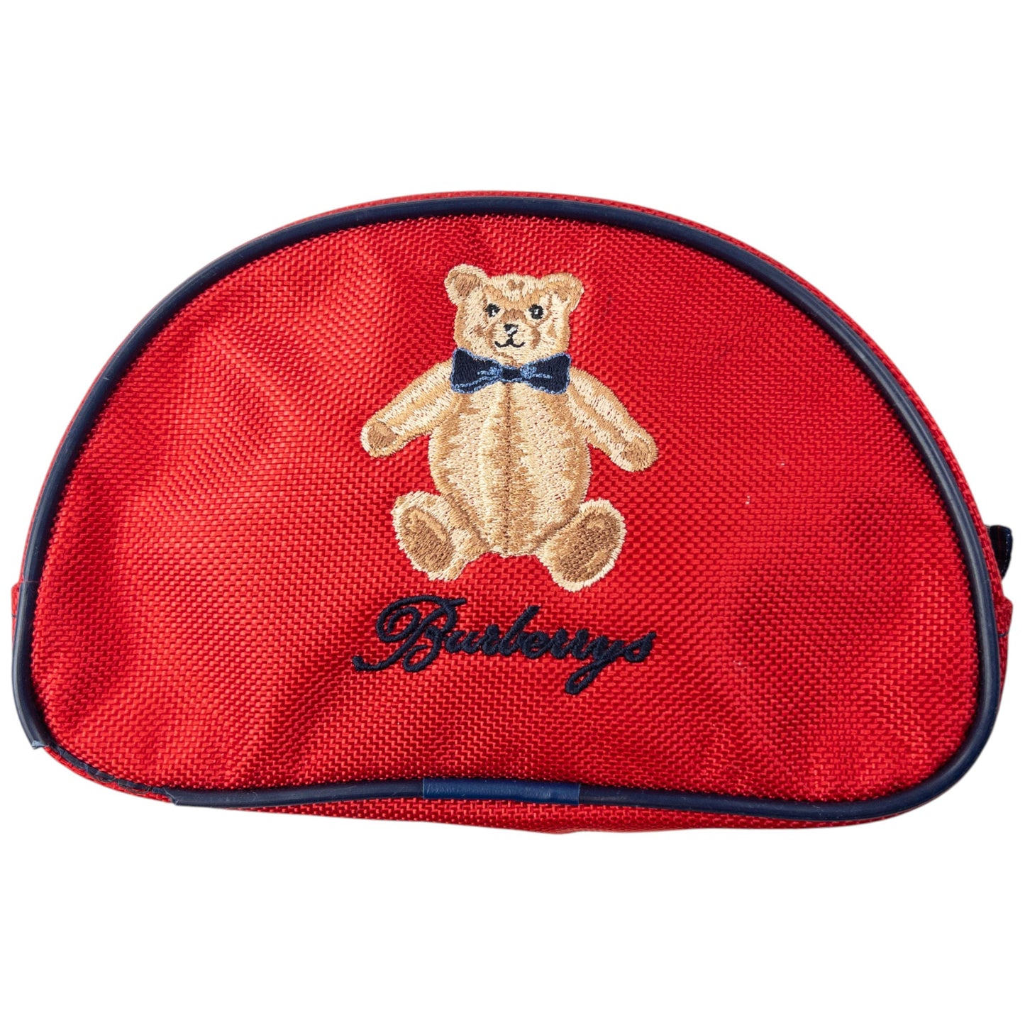 Vintage 90s Burberry Embroidered Teddy Bear Zip Pouch | O/S, Red