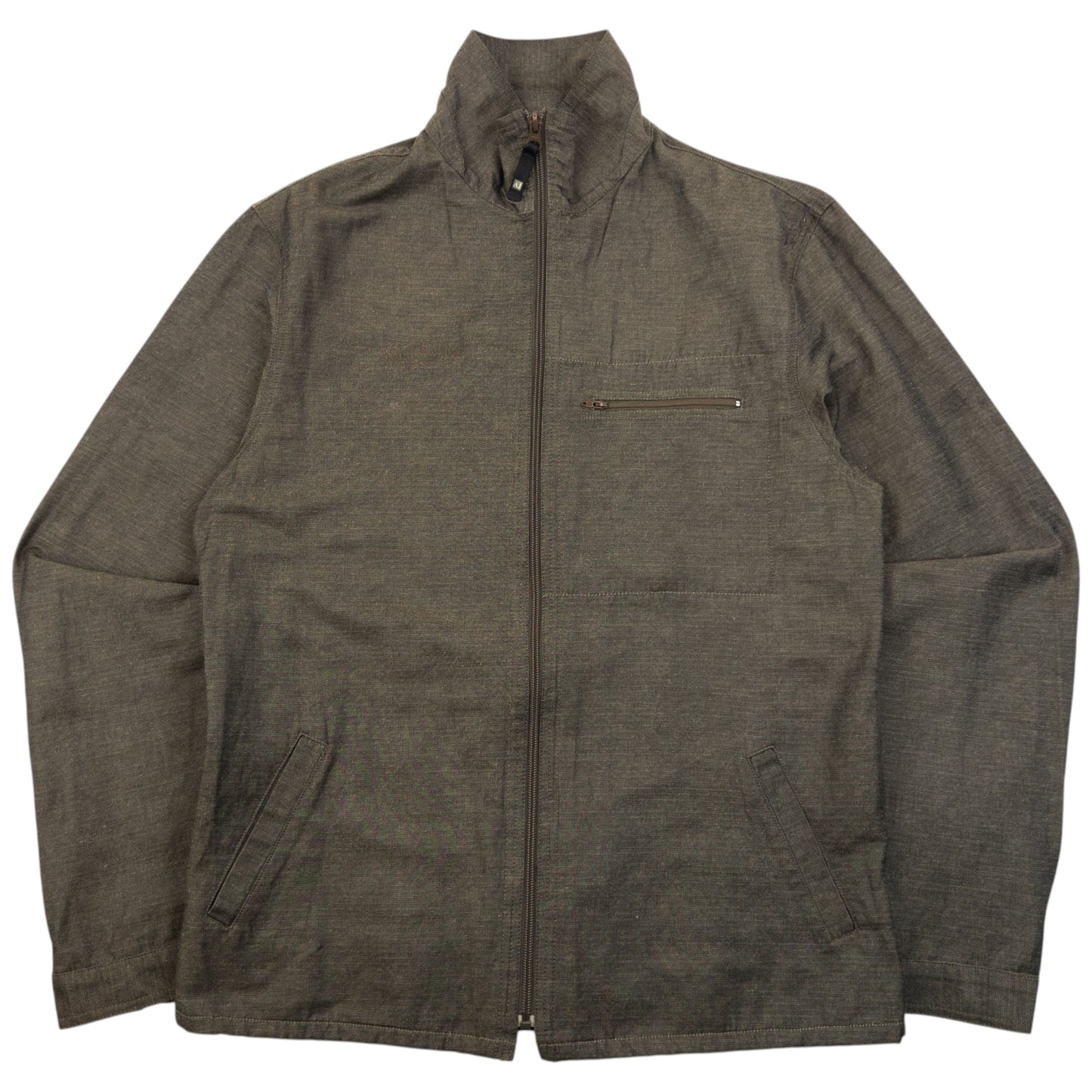 Vintage 2000s Armani Jeans Hemp Zip Up Jacket Size M | Medium, Brown