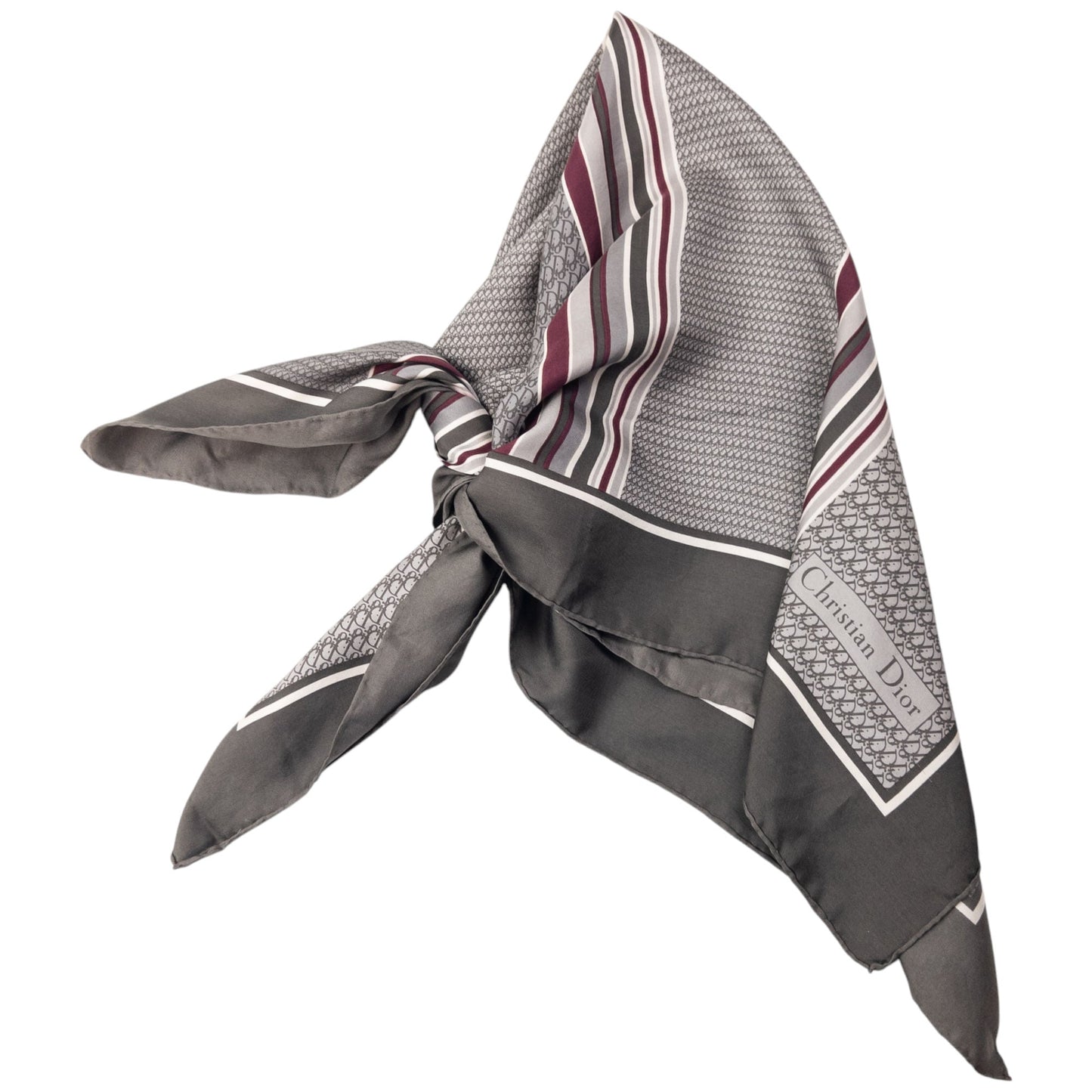 Vintage Dior Monogram Stripe Silk Scarf