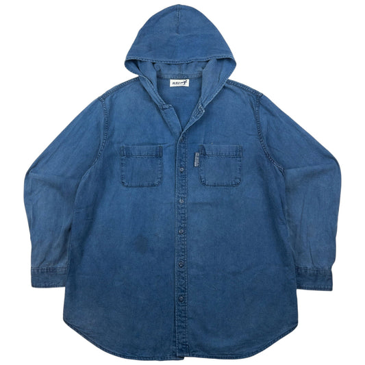Vintage Hai Sporting Gear By Issey Miyake Hooded Denim Shirt Size L