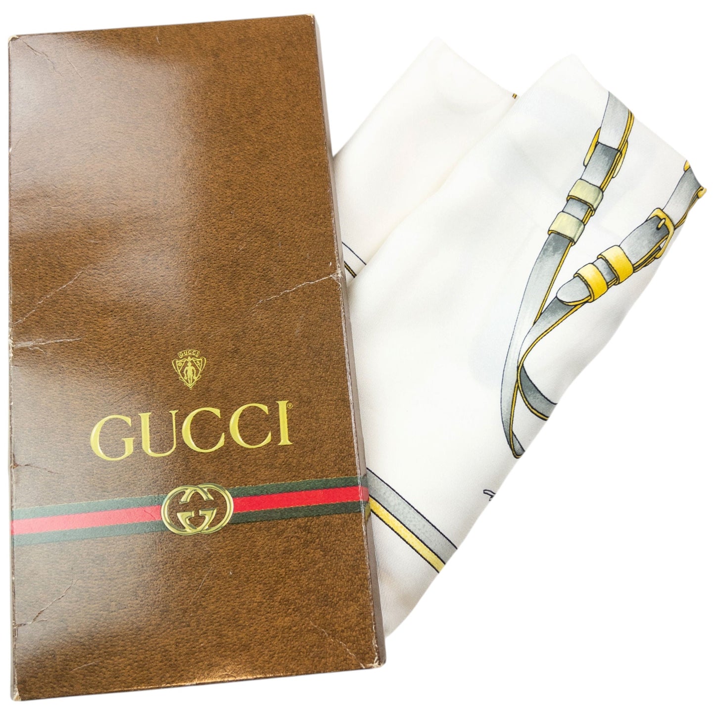 Vintage 80s Gucci Equestrian Horse Bit Harness Print Silk Scarf | O/S, Multicoloured