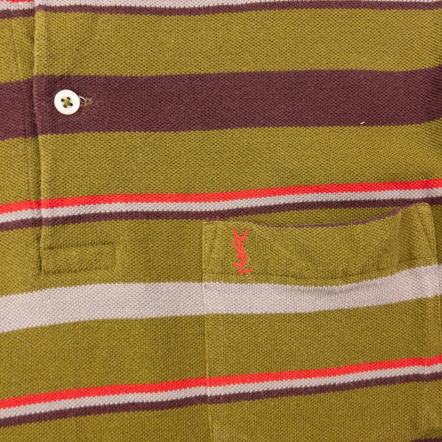 Vintage 80s YSL Yves Saint Laurent Striped Long Sleeve Polo Shirt Size S | Small, Red