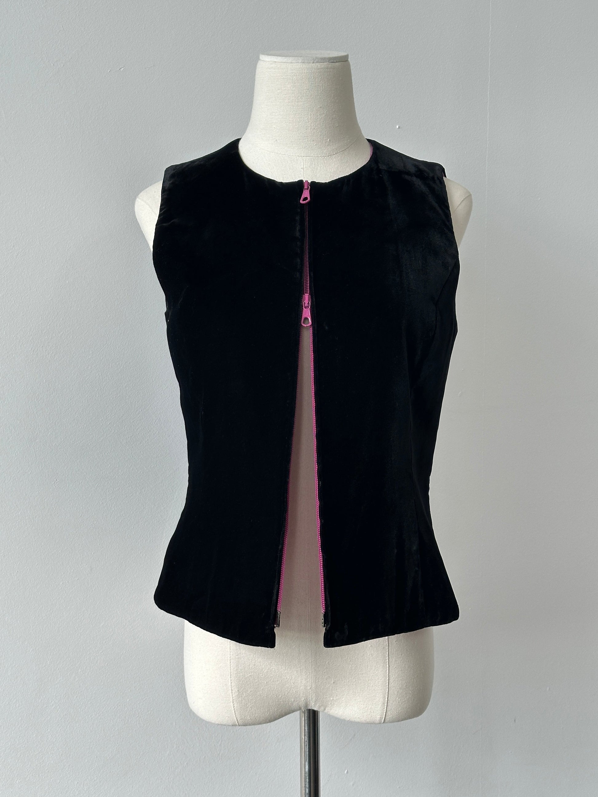Mani 1990s Velvet Double Zip Waistcoat - S