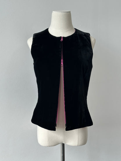 Mani 1990s Velvet Double Zip Waistcoat - S