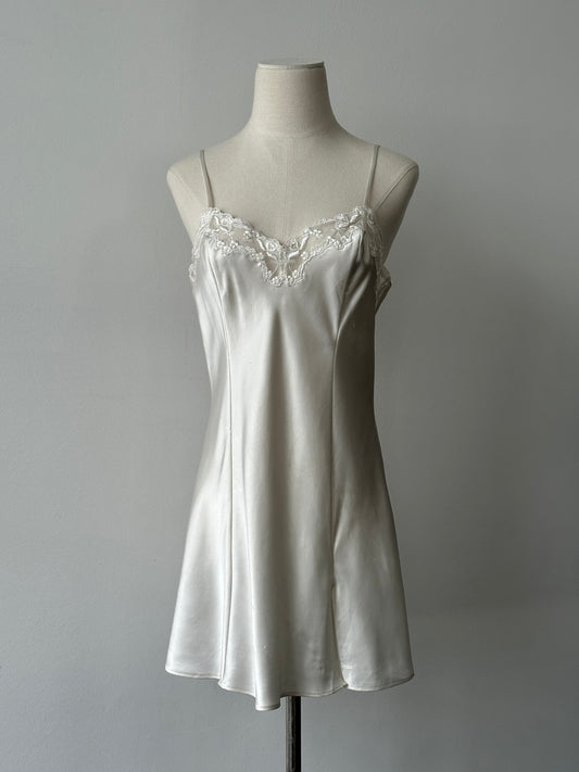 Victoria's Secret 2000s Satin Lace Mini Slip Dress - S