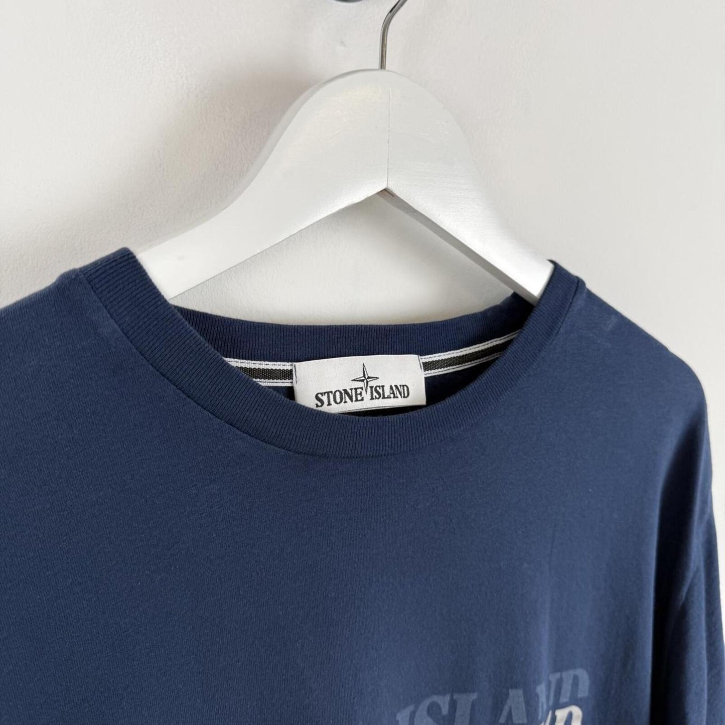 Stone Island Reflective Logo T-Shirt Navy (L) | Large, Blue