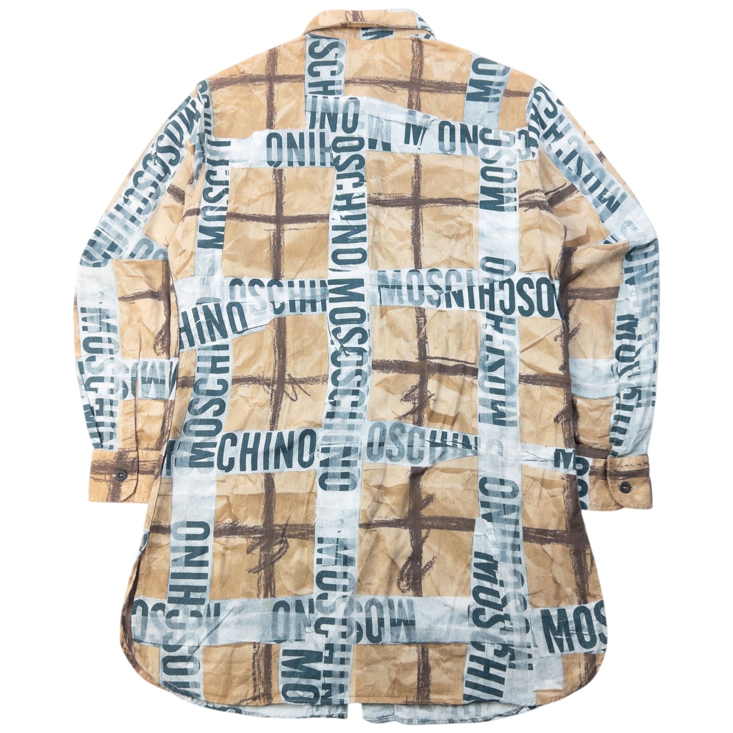 Vintage 90s Moschino Jeans Tape Check Long Sleeve Button Up Shirt Womens Size L | Large, Multicoloured