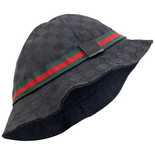 Vintage 2000s Gucci Monogram Bucket Hat Size L | O/S, Black