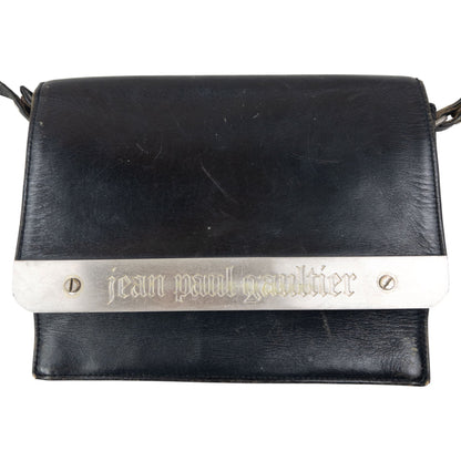 Vintage 2000s Jean Paul Gaultier Embossed Leather Crossbody Bag | O/S, Black