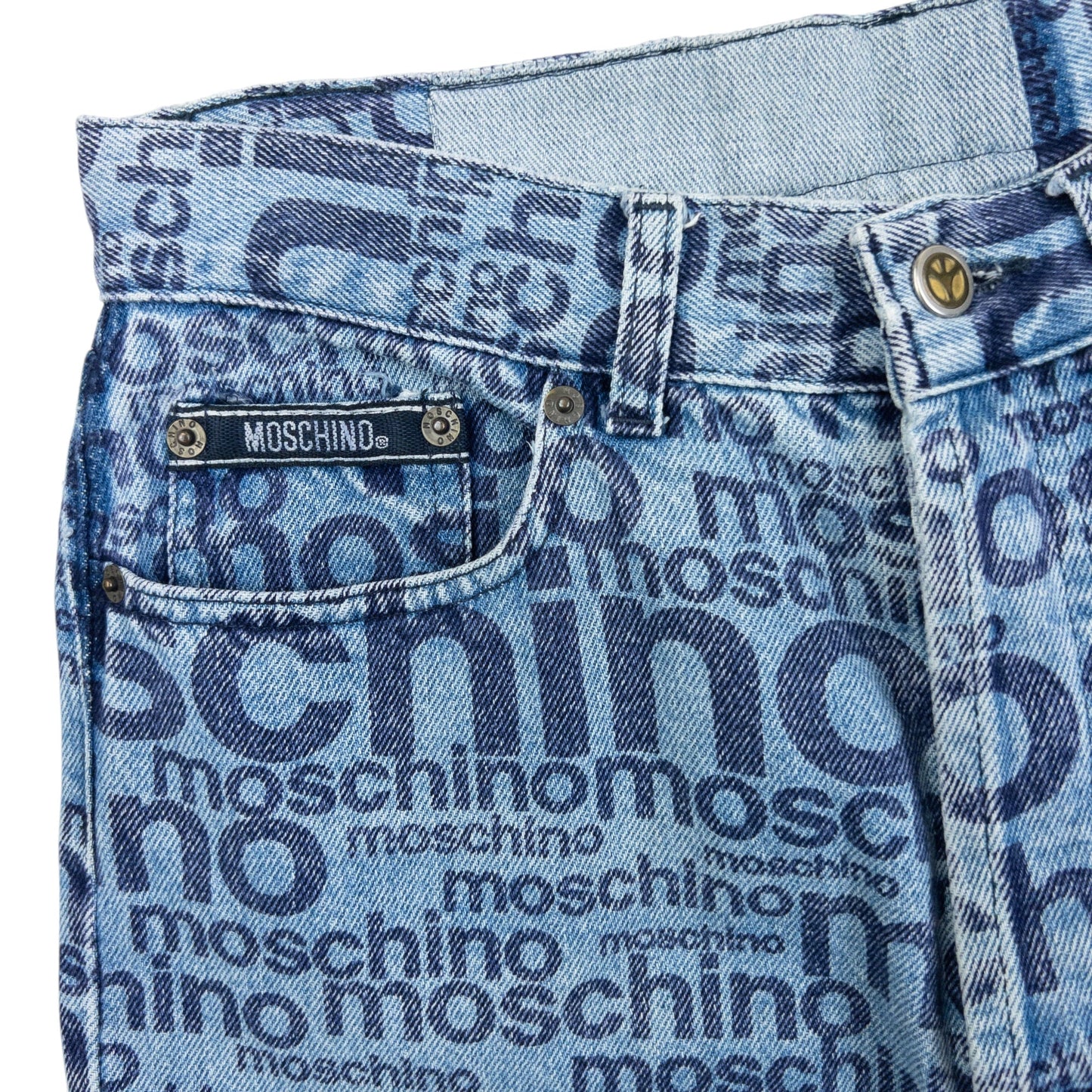 Vintage 2000s Moschino Jeans Monogram Denim Jeans Size W28 | W28, Blue