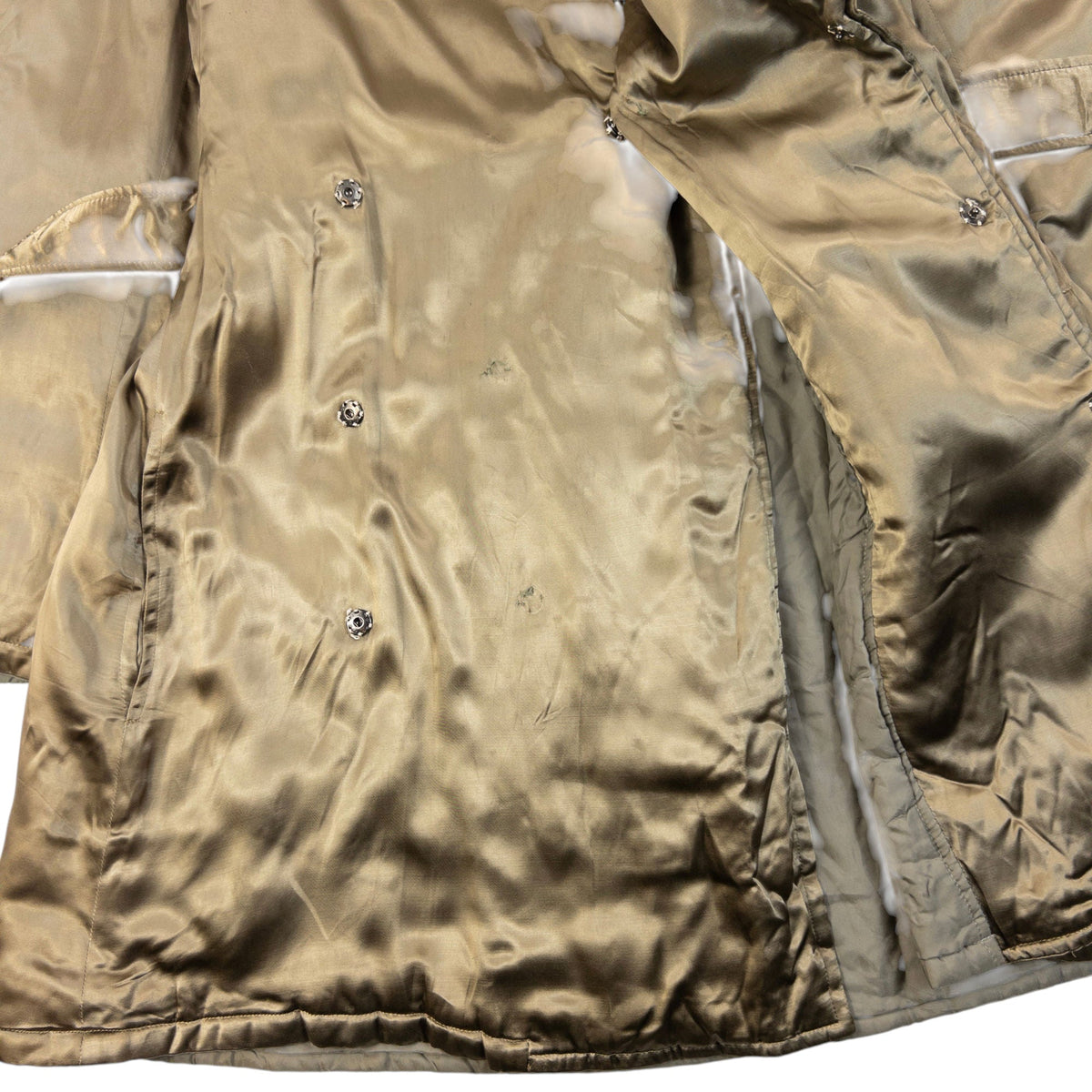 Vintage 2000s Yohji Yamamoto NOIR Belt Waist Satin Trench Jacket Womens | Small, Brown