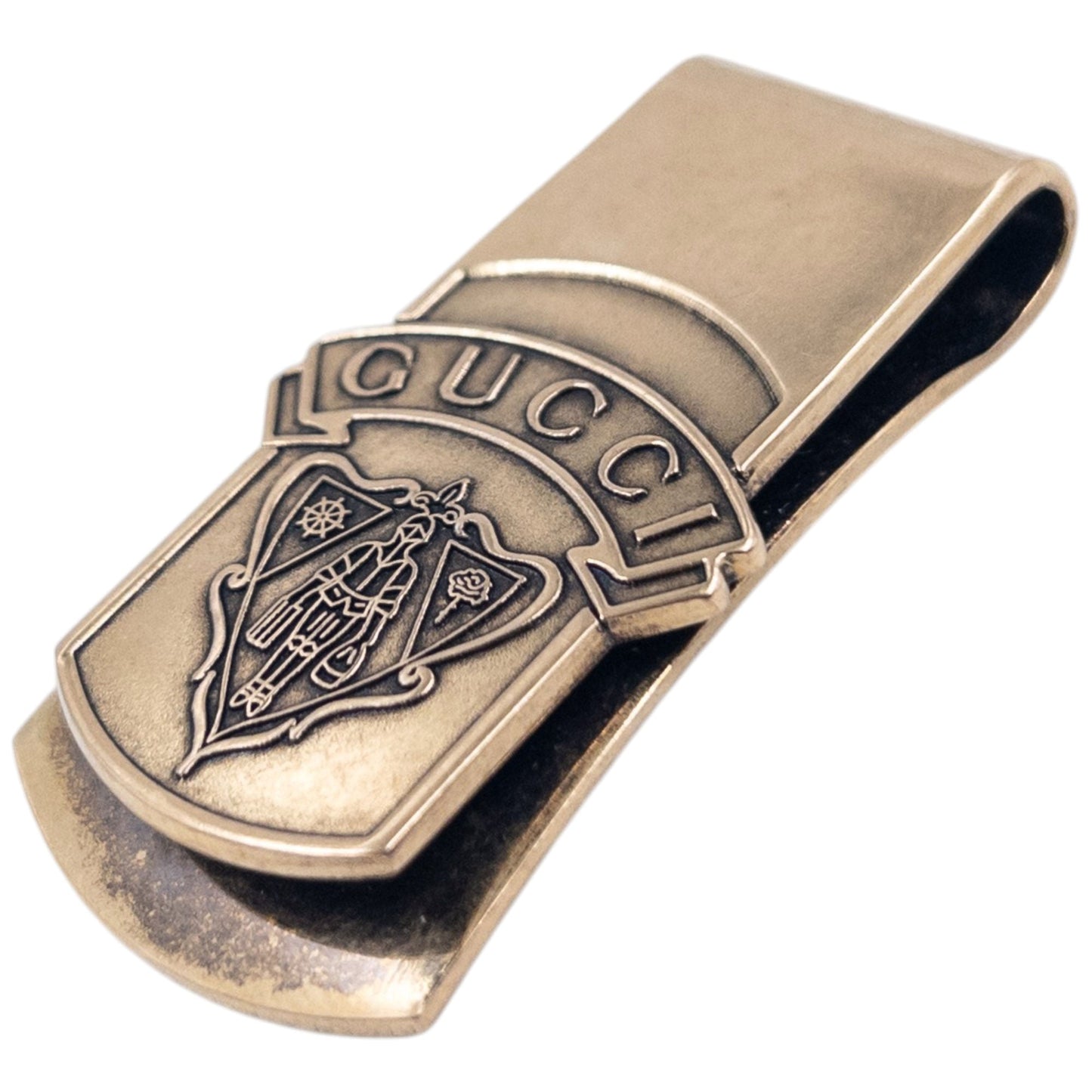 Vintage 2000s Gucci Gold Embossed Money Clip | O/S, Gold