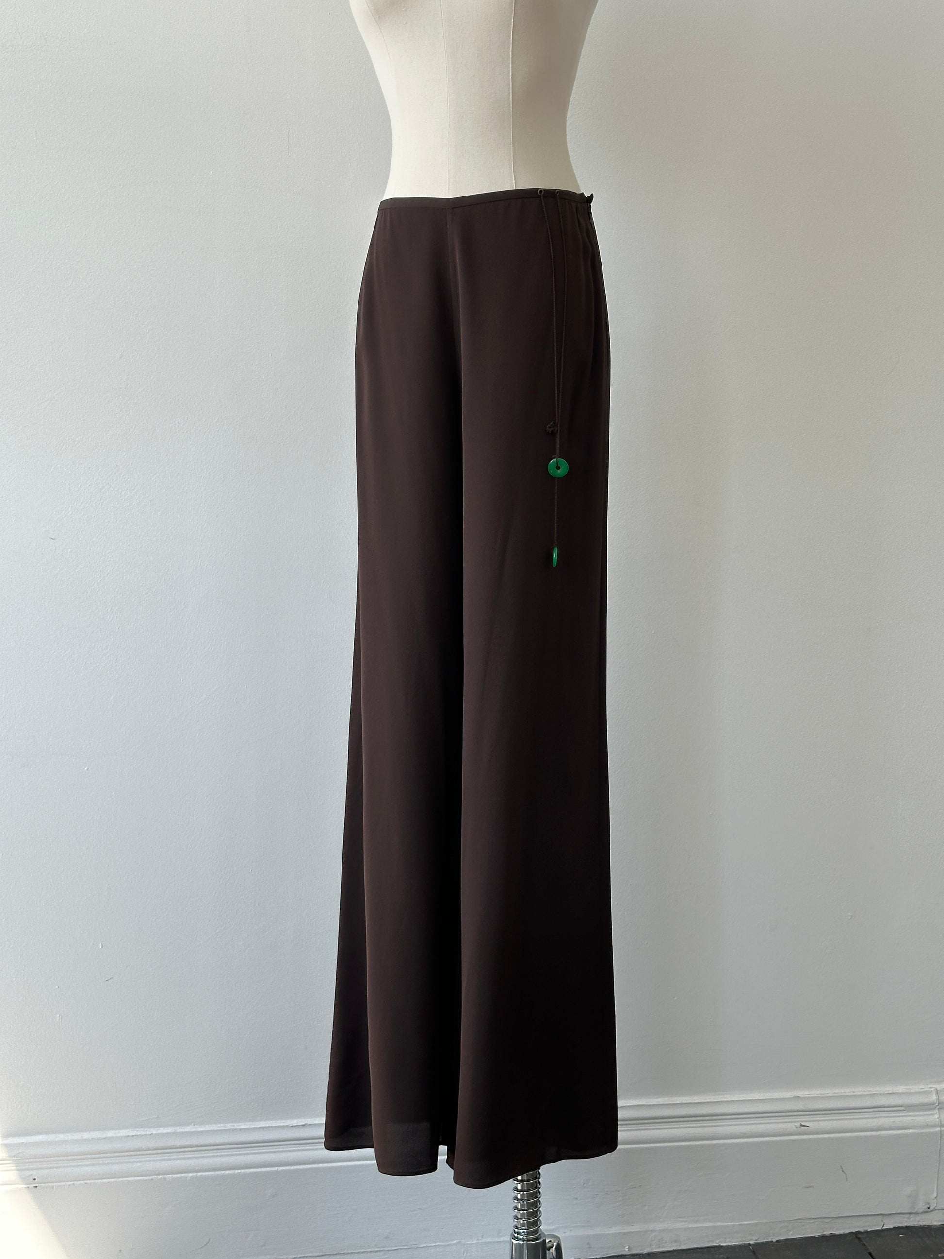 Vintage 2000s Pure Silk Wide Leg Trousers - W28