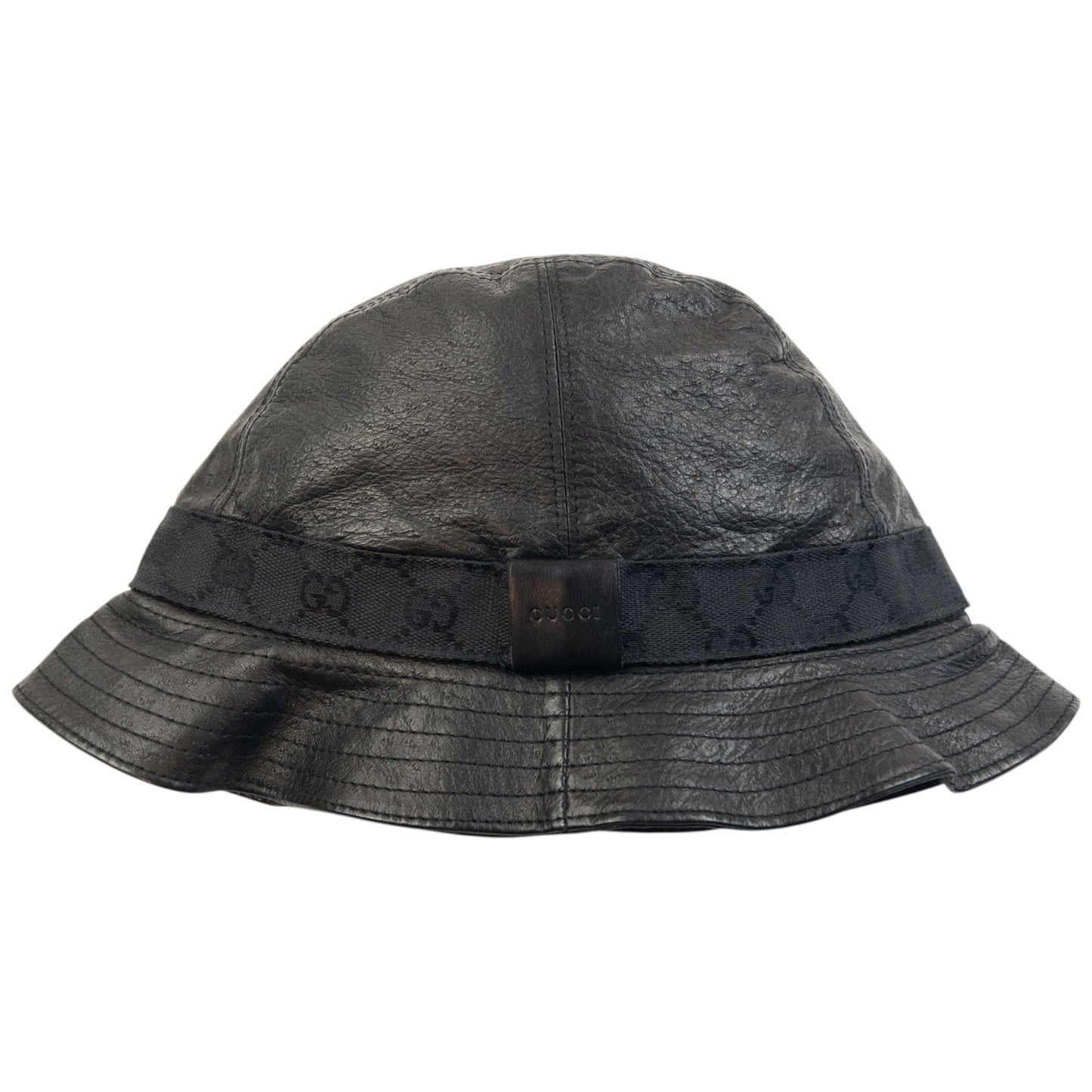 Vintage 2000s Gucci Leather Bucket Hat Size L | O/S, Black