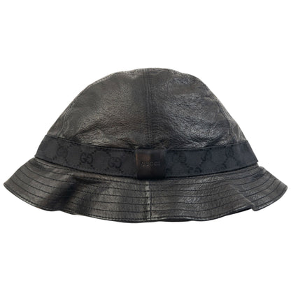 Vintage 2000s Gucci Leather Bucket Hat Size L | O/S, Black
