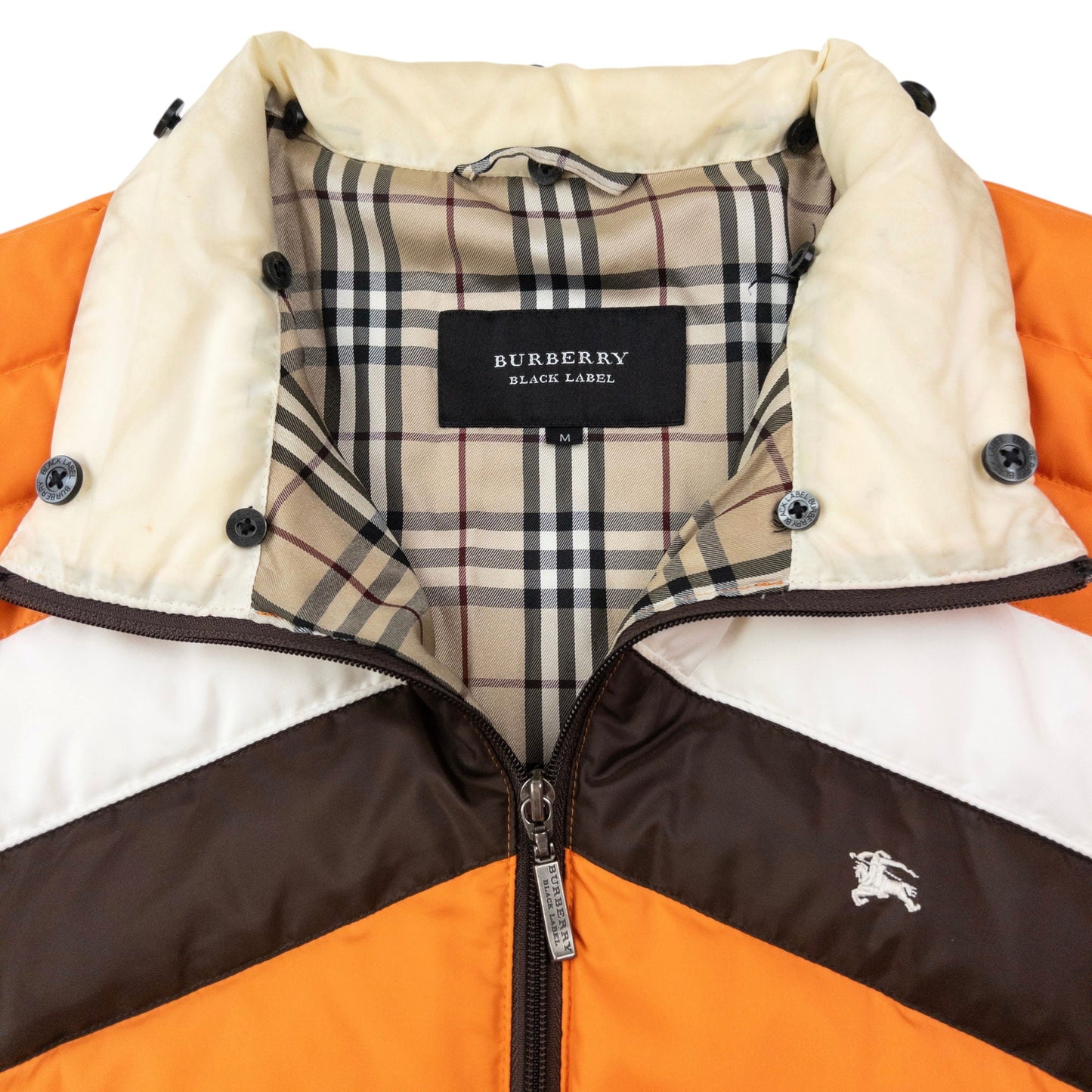 Vintage 2000s Burberry Nova Check Lined Puffer Jacket Size M | Medium, Orange