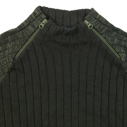 Vintage 2000s Armani Jeans Ribbed Wool Knit Q Zip Jumper Womens Size XL | XL, Green