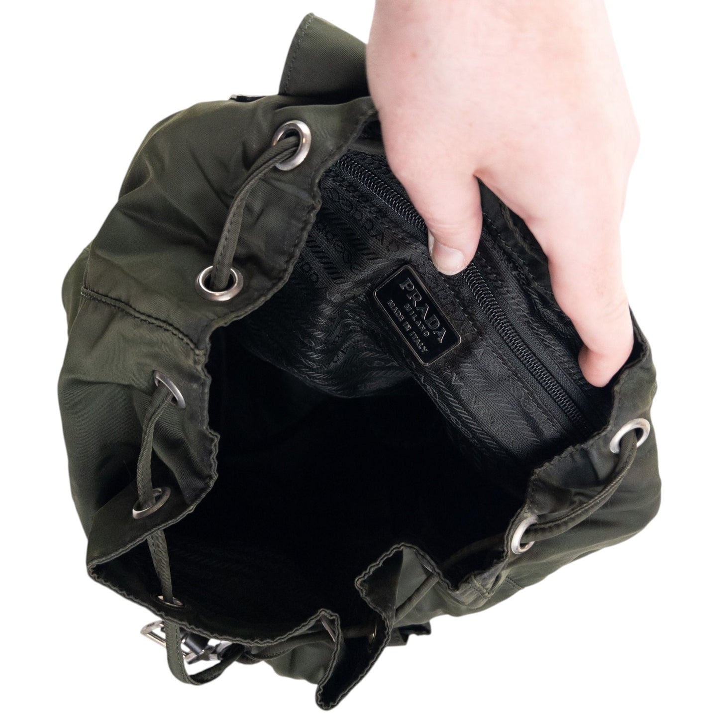 Vintage 2000s Prada Bucket Backpack | O/S, Green