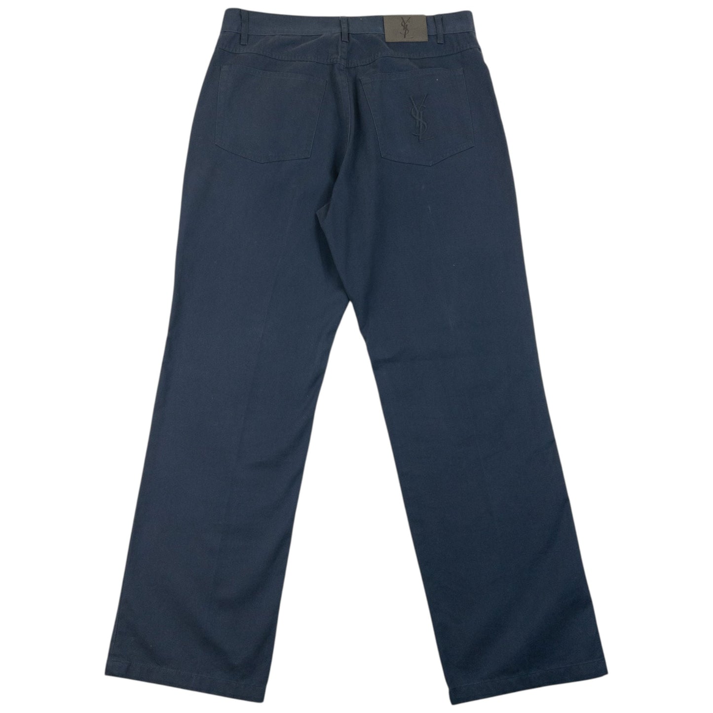 Vintage 2000s YSL Yves Saint Laurent Embroidered Chino Trousers Size W33 | W33, Navy