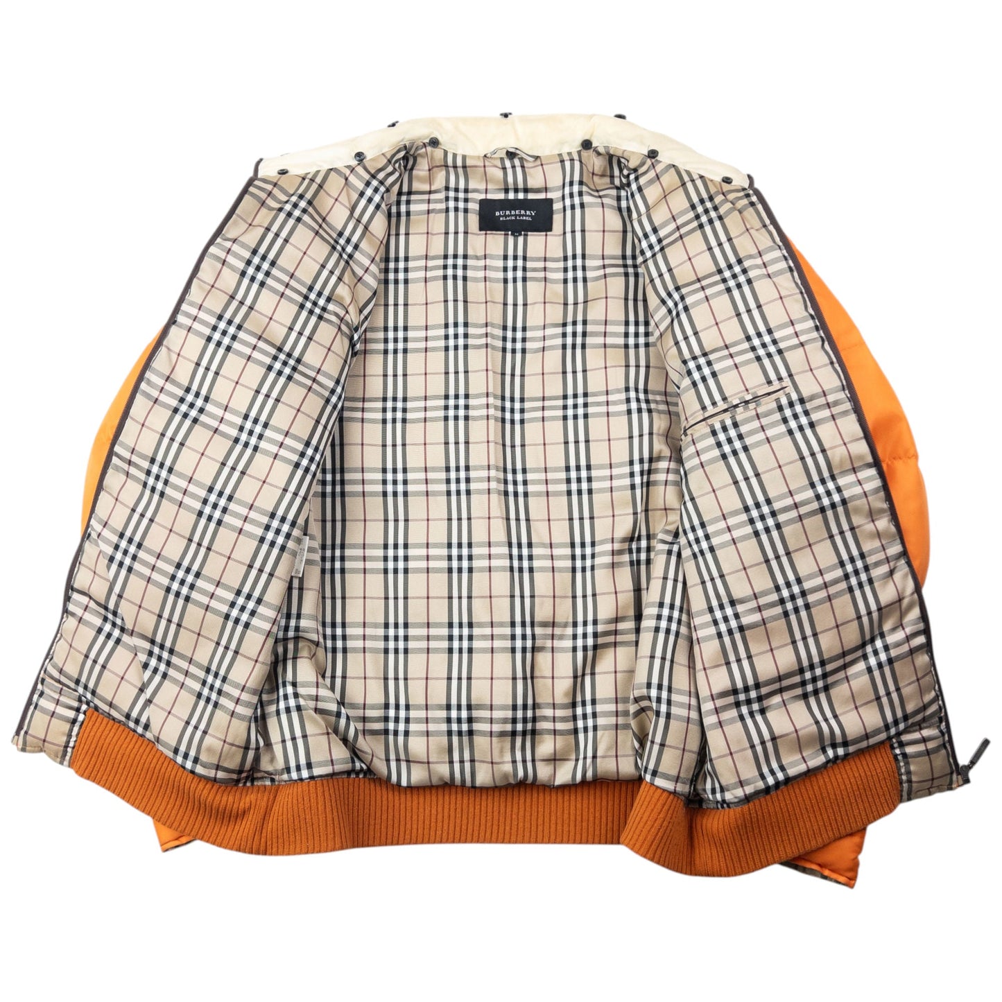 Vintage 2000s Burberry Nova Check Lined Puffer Jacket Size M | Medium, Orange