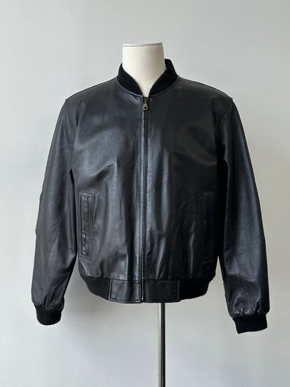 Vintage 1990s Leather Bomber Jacket - L
