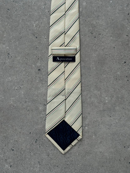 Aquascutum 1990s Pure Silk Diagonal Striped Tie