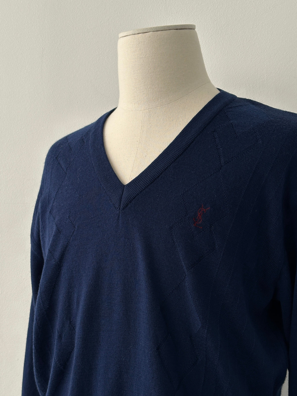 Yves Saint Laurent Pour Homme 1990s Pure Wool V Neck Jumper - M