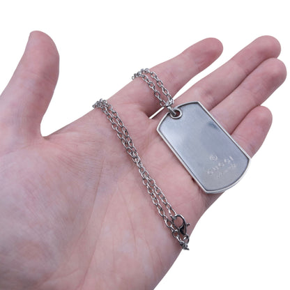 Vintage Gucci Embossed Dog Tag Necklace
