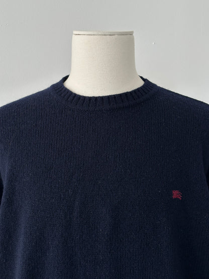 Burberry London 2000s Pure Wool Knit Logo Jumper - L