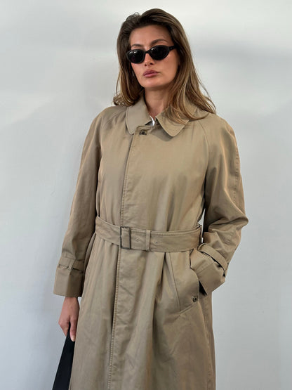Aquascutum 1990s Pure Cotton Belted Trench Coat - S