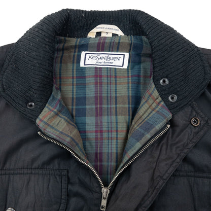 Vintage 80s YSL Yves Saint Laurent Bomber Jacket Size L | Large, Black