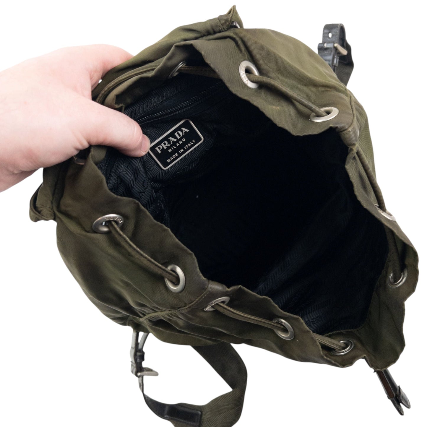 Vintage 90s Prada Bucket Backpack | O/S, Green