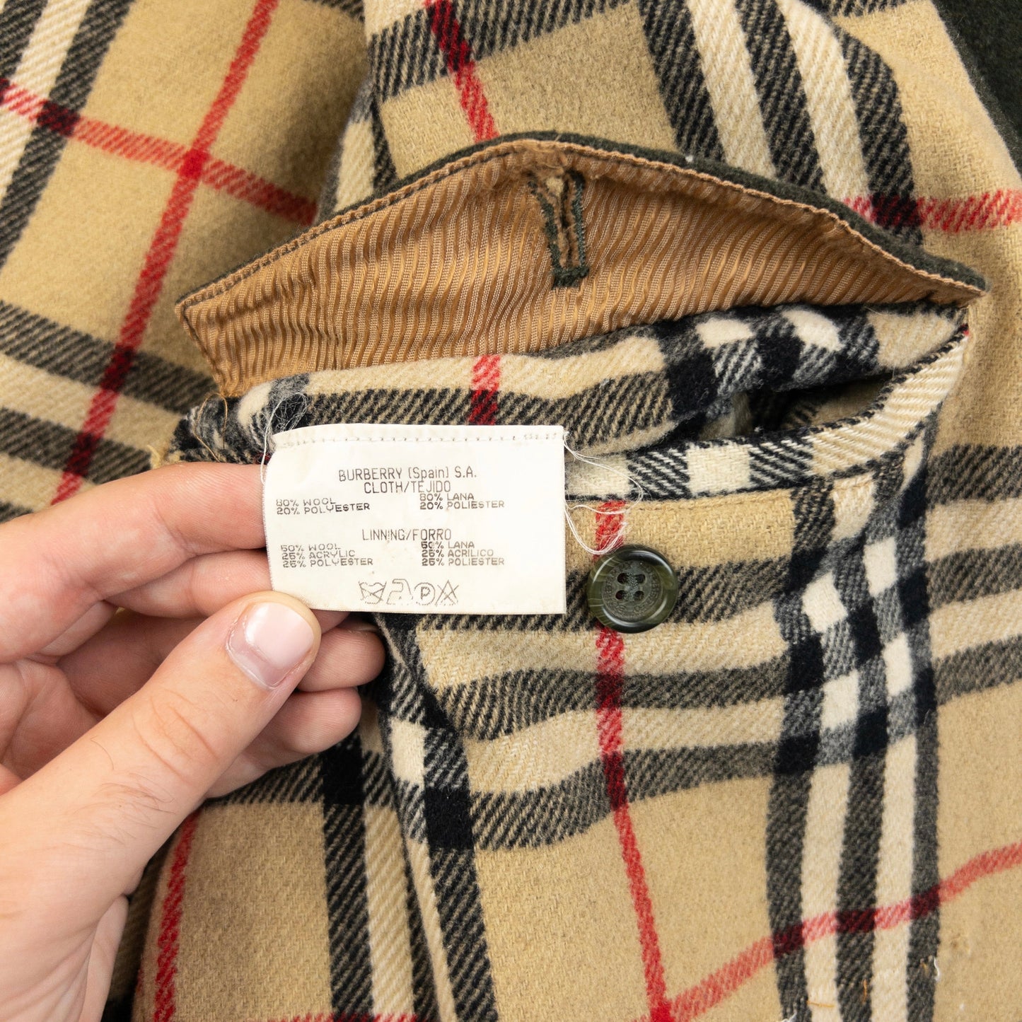 Vintage 2000s Burberry Nova Check Lined Wool Jacket Size XL | XL, Green