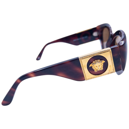 Vintage 90s Gianni Versace Tortoise Shell Medusa Sunglasses | O/S, Brown