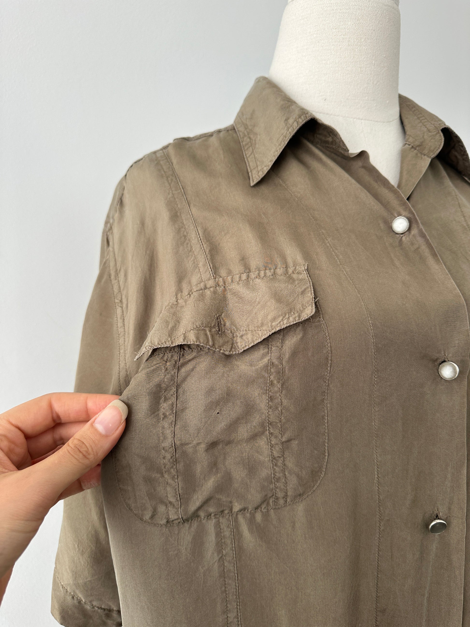 Vintage 1990s Pure Silk Short Sleeve Shirt - XL