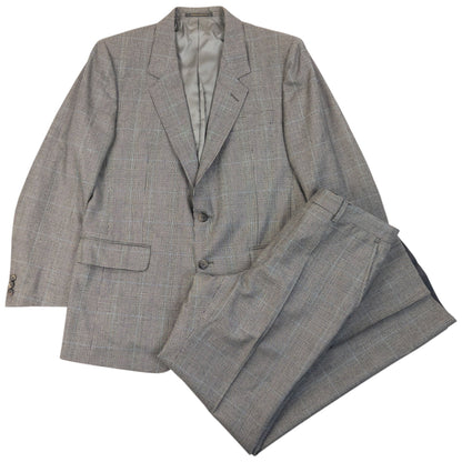 Vintage 90s Burberry Checkered Wool Jacket & Trousers Suit Set Size M | Medium, Grey