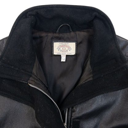 Vintage 90s Armani Jeans Zip Up Leather Jacket Size M | Medium, Black