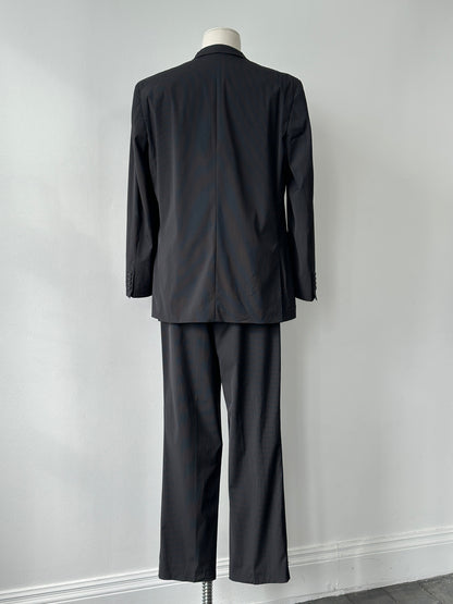Vintage 2000s Wool Pinstripe High Neck Tailored Suit - 44R/W34