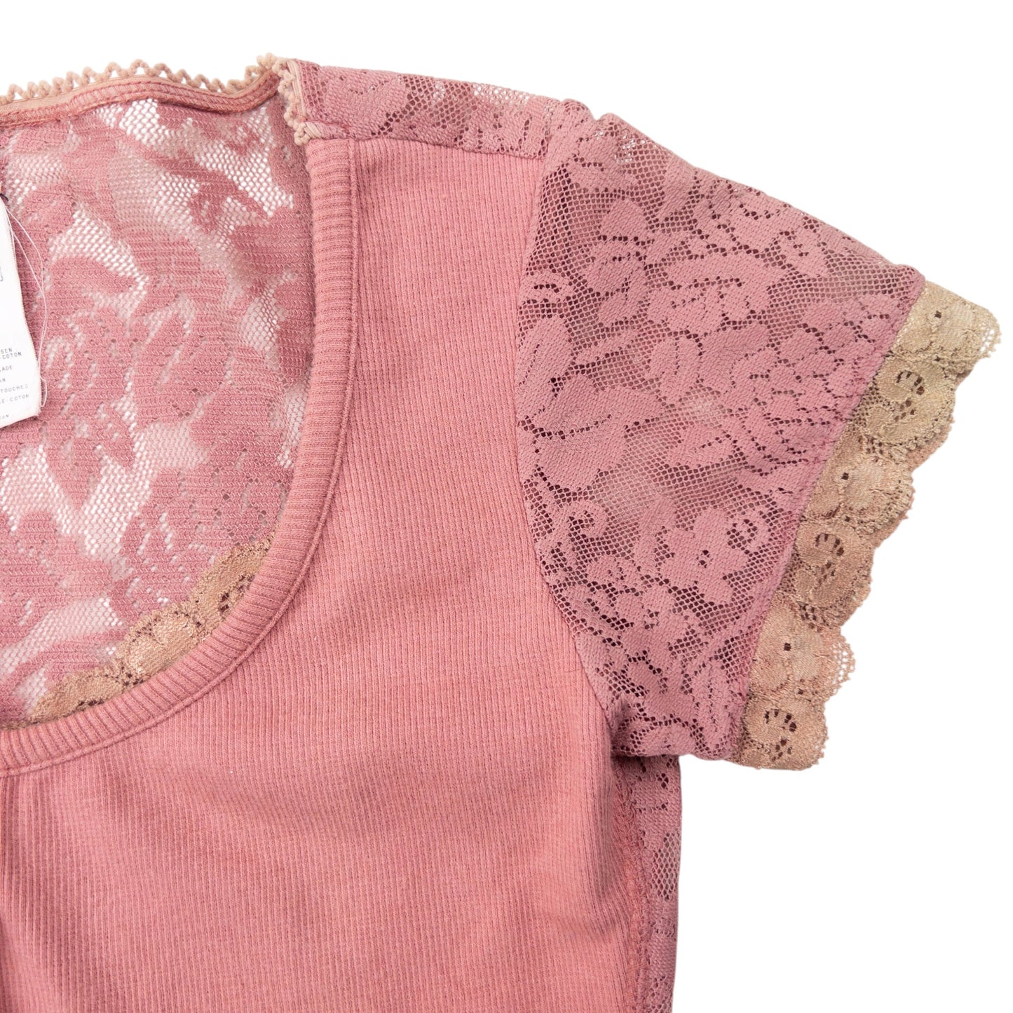 Vintage 2000s Dolce & Gabbana Knit Lace Top Womens Size S | Small, Pink