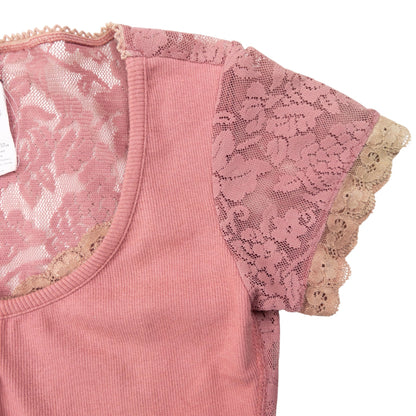 Vintage 2000s Dolce & Gabbana Knit Lace Top Womens Size S | Small, Pink