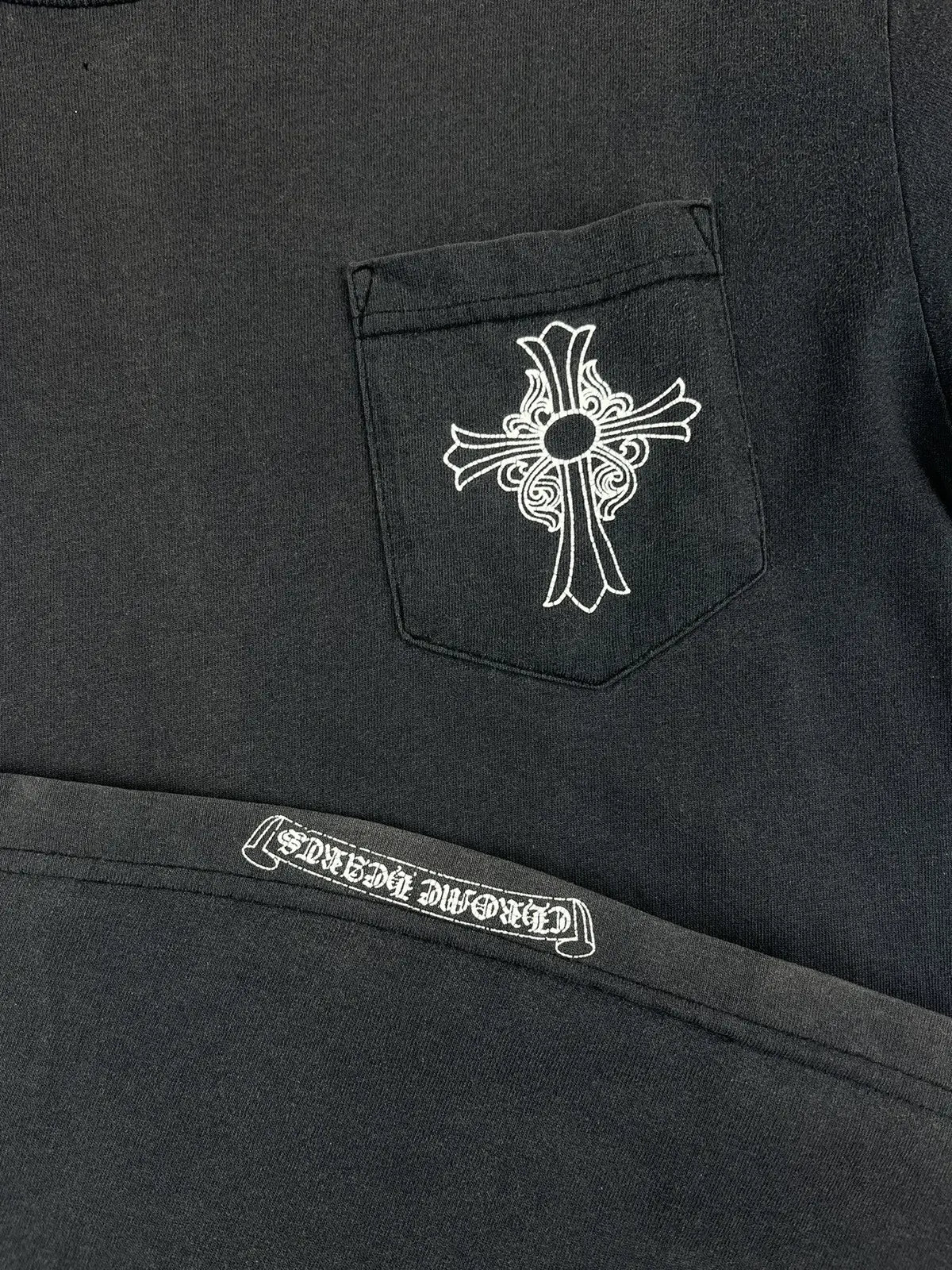 Chrome Hearts Vintage Sunfaded Tbar Cross Pocket Tshirt | Medium, Black