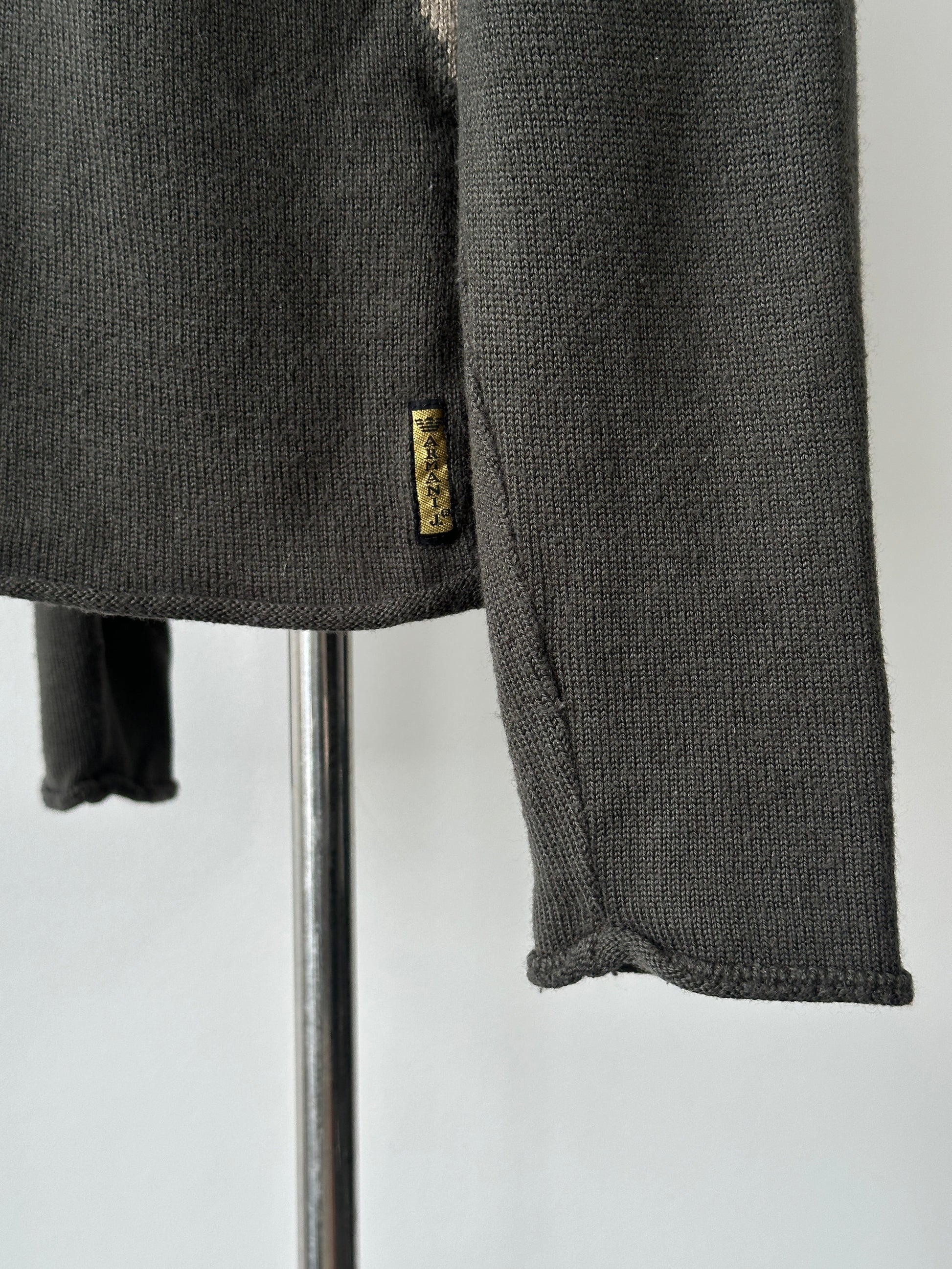 Armani Jeans 1990s Wool Logo V Neck Jumper - S
