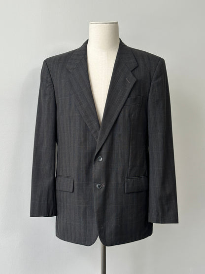 Yves Saint Laurent 1990s Pure Wool Check Single Breasted Blazer - 44R