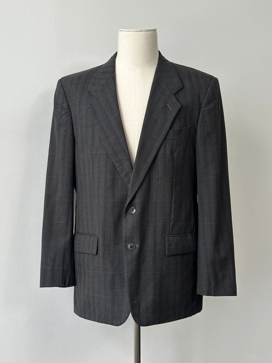Yves Saint Laurent 1990s Pure Wool Check Single Breasted Blazer - 44R