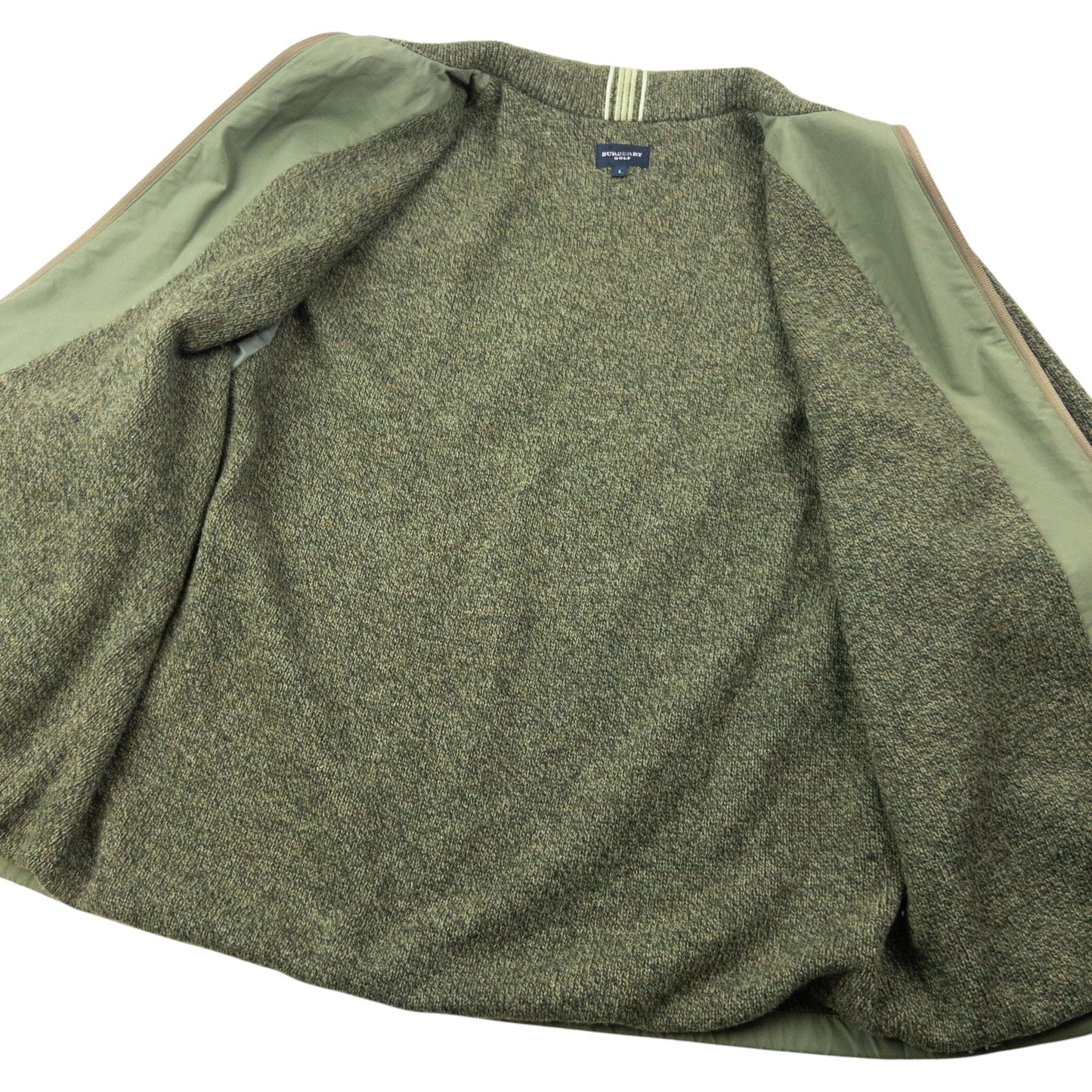 Vintage 2000s Burberry Golf Knit Sleeve Zip Up Jacket Size L | Large, Green