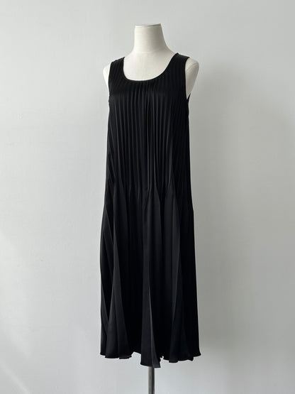 Donna Karan 2000s Sleeveless Pleated Midi Dress - XS-S
