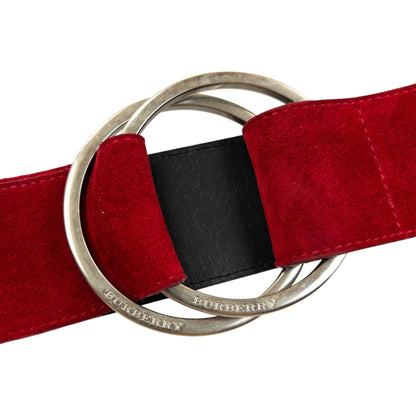 Vintage 2000s Burberry Suede Leather Belt Size XL | O/S, Red
