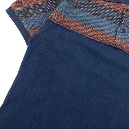 Vintage 2000s Final Home By Issey Miyake Striped Polo Shirt Size XS | XS, Navy