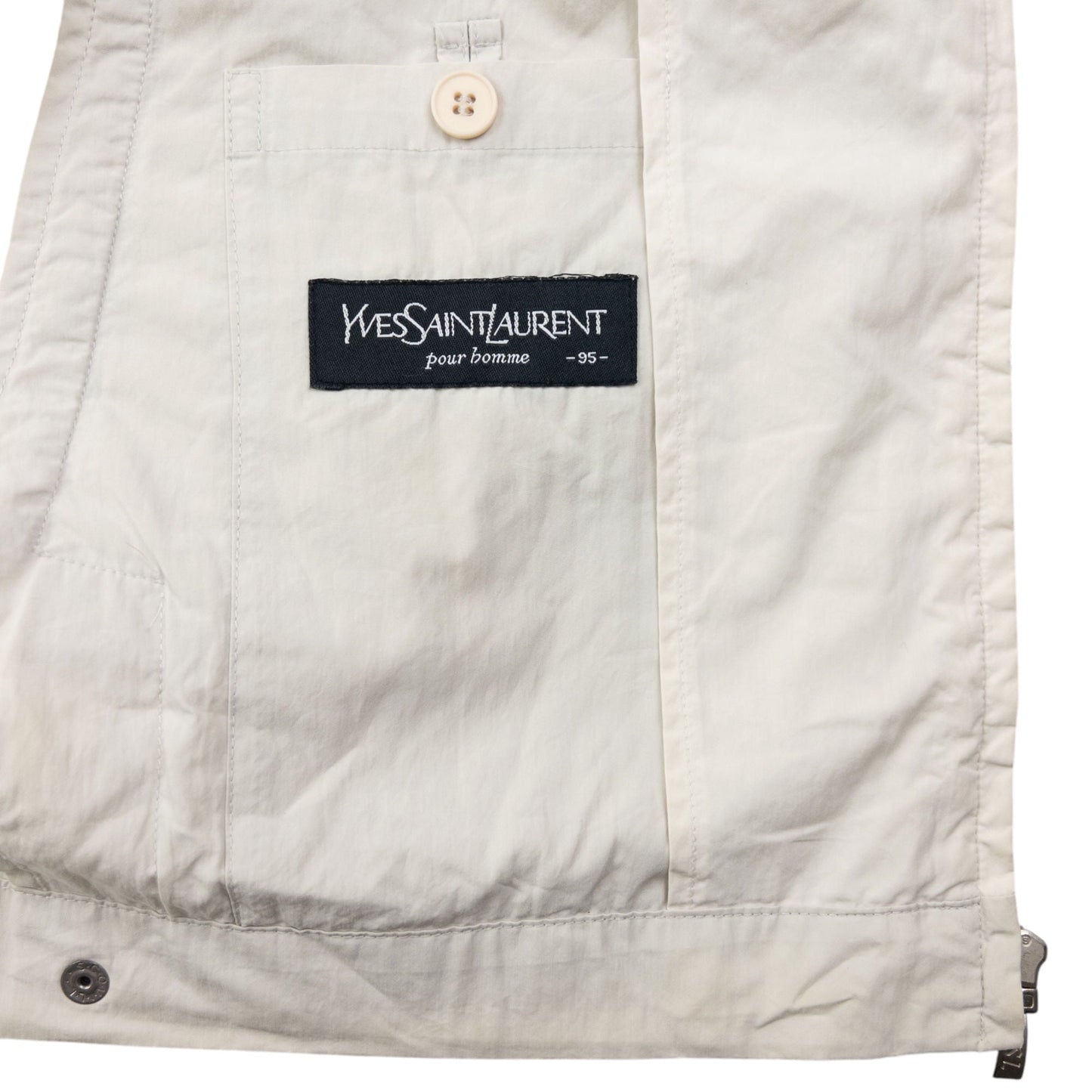 Vintage 90s YSL Yves Saint Laurent Harrington Jacket Size S | Small, Cream